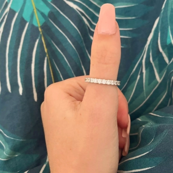 Silver Cubic Zirconia Eternity Ring/Band Style 2 - Picture 6 of 8